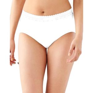 Bali womens Comfort Revolution Seamless Brief Panty, Microfiber Stretch Underwear, Women’s High Rise Brief(White Lace)