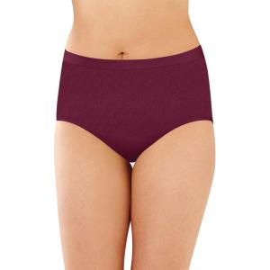 Bali womens Comfort Revolution Seamless Brief Panty, Microfiber Stretch Underwear, Women’s High Rise Brief(Wine)