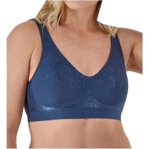 Bali womens Comfort Revolution Wireless Bra, Cool Comfort Full-coverage Bra (Retired Colors)(Navy Aztec)