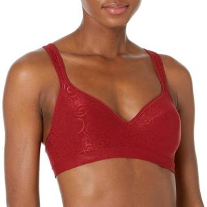 Bali womens Comfort Revolution Wireless Bra, Cool Comfort Full-coverage Bra (Retired Colors)(Vintage Car Red Swirl)