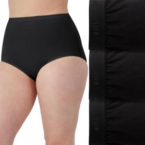 Bali womens Stretch Cotton Brief Underwear, Full-cut-fit Brief, Full Coverage Panty, 3-pack(Black/Black/Black)