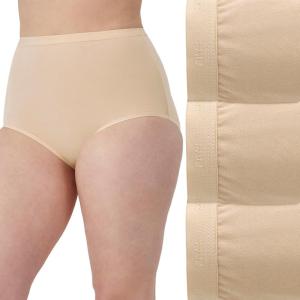 Bali womens Stretch Cotton Brief Underwear, Full-cut-fit Brief, Full Coverage Panty, 3-pack(Nude/Nude/Nude)