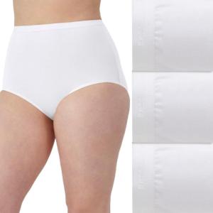 Bali womens Stretch Cotton Brief Underwear, Full-cut-fit Brief, Full Coverage Panty, 3-pack(White/White/White)