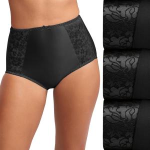 Bali womens Underwear Pack, Double Support Stretch Brief Panties, Moisture-wicking Underwear for Women, 3-pack(Black/Black/Black)