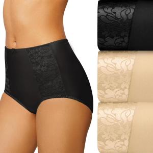 Bali womens Underwear Pack, Double Support Stretch Brief Panties, Moisture-wicking Underwear for Women, 3-pack(Soft Taupe/Black/Soft Taupe)