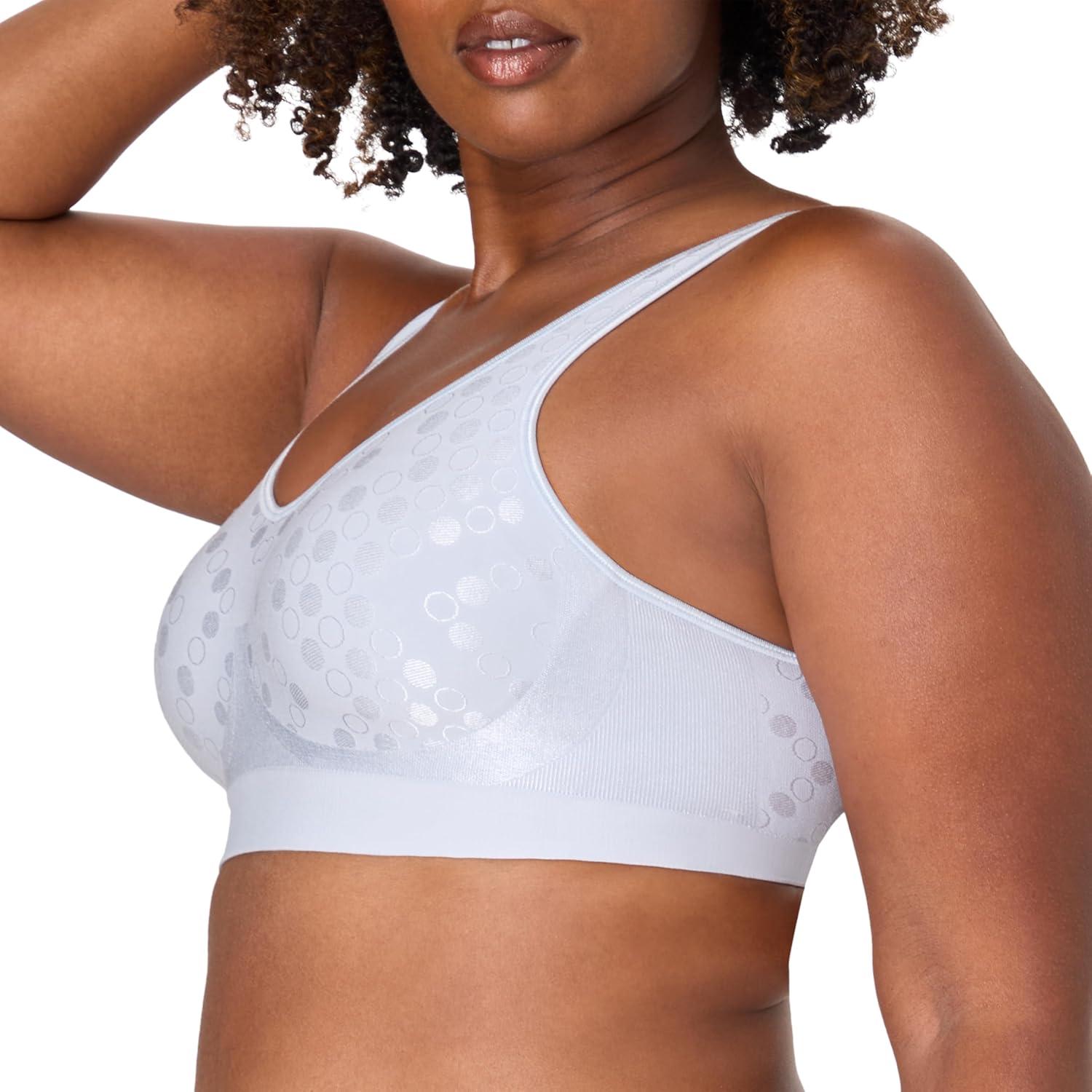 imageBali Womens Wireless Bra Comfort Revolution for Women Targeted Shaping Seamless Full CoverageSalty Pepper Grey Dot
