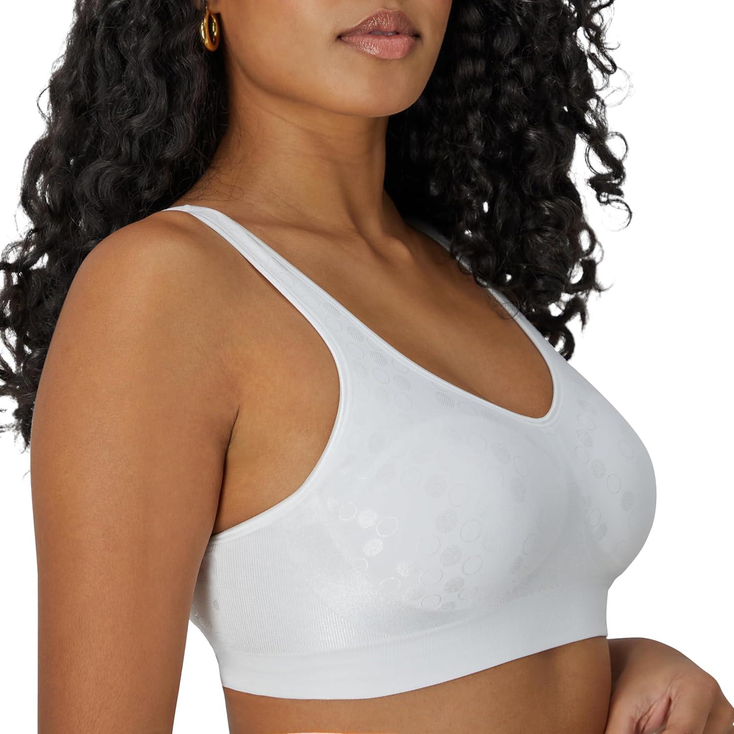 imageBali Womens Wireless Bra Comfort Revolution for Women Targeted Shaping Seamless Full CoverageWhite Dot