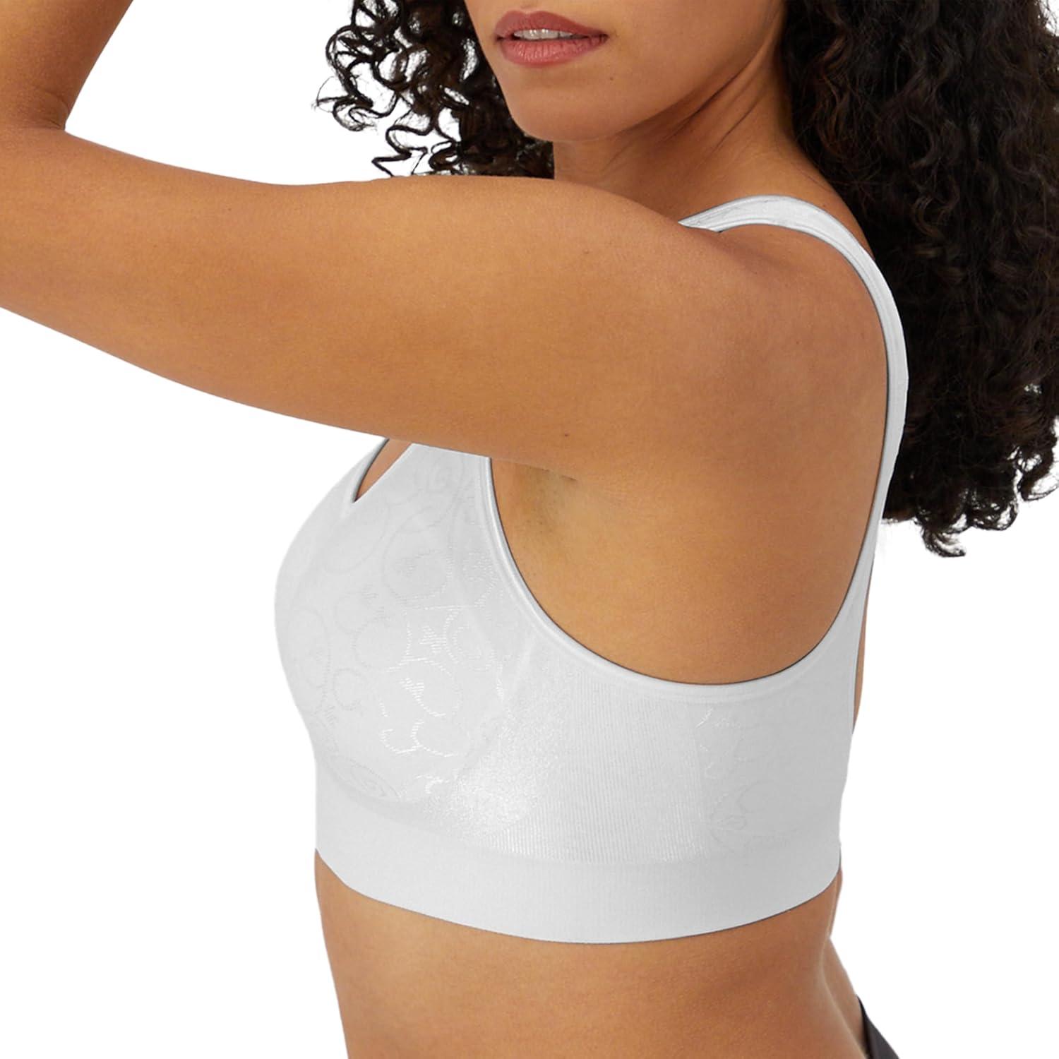 imageBali Womens Wireless Bra Comfort Revolution for Women Targeted Shaping Seamless Full CoverageWhite Swirl