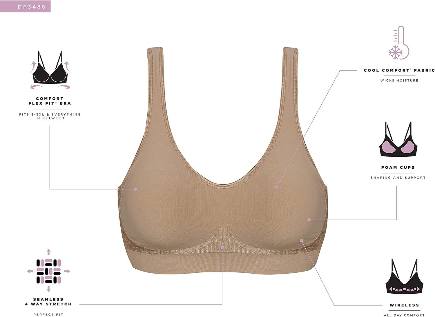 imageBali Womens Wireless Bra Comfort Revolution for Women Targeted Shaping Seamless Full CoverageWhite Swirl