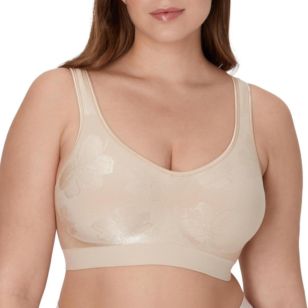 imageBali Womens Wireless Bra Comfort Revolution for Women Targeted Shaping Seamless Full CoverageAlmond Tropic