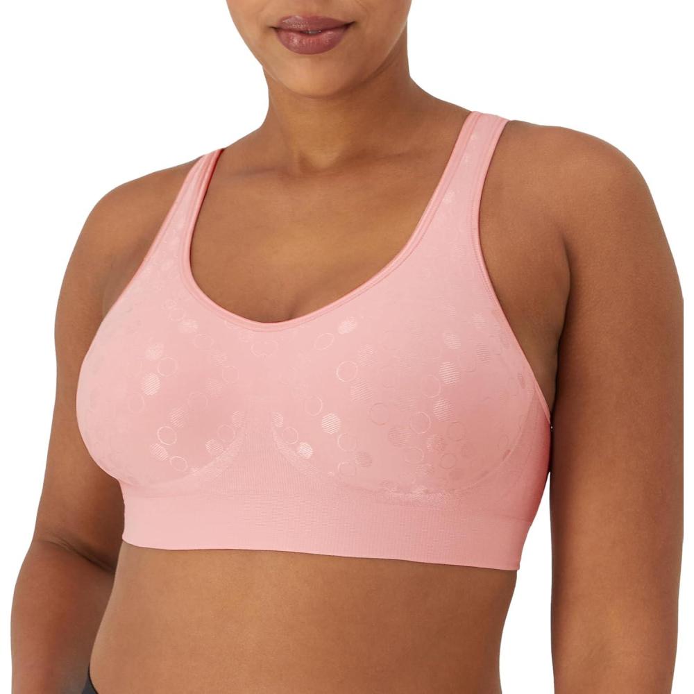 imageBali Womens Wireless Bra Comfort Revolution for Women Targeted Shaping Seamless Full CoverageGentle Peach Dot