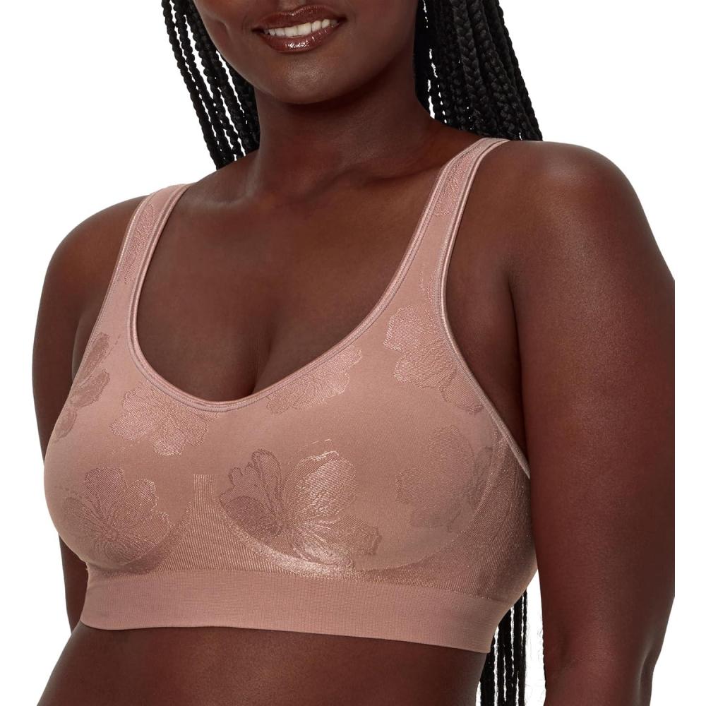 imageBali Womens Wireless Bra Comfort Revolution for Women Targeted Shaping Seamless Full CoverageSmokey Purple Mauve Tropic
