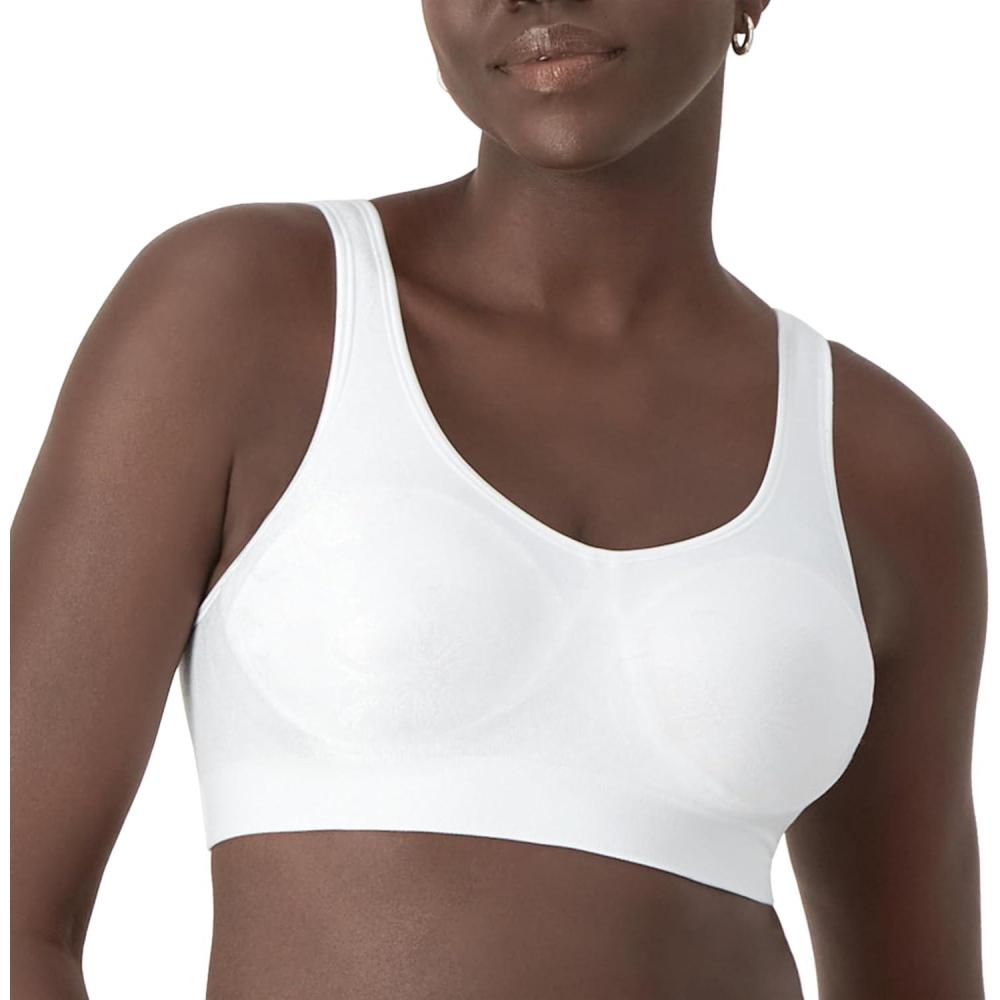 imageBali Womens Wireless Bra Comfort Revolution for Women Targeted Shaping Seamless Full CoverageWhite Tropic