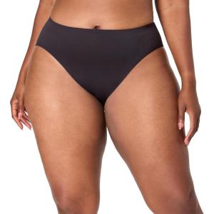 Bali Women’s Underwear, Comfort Revolution Hi-Cut Brief Panties, Seamless Microfiber Underwear(Black Tropic)