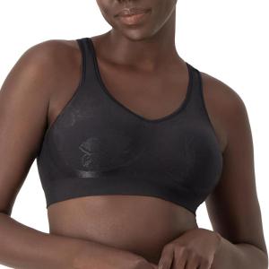 Bali Womens Wireless Bra, Comfort Revolution for Women, Targeted Shaping, Seamless, Full Coverage(Black Tropic)