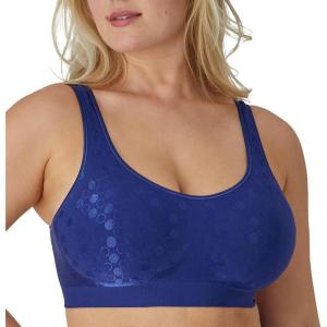Bali Womens Wireless Bra, Comfort Revolution for Women, Targeted Shaping, Seamless, Full Coverage(In the Navy Dot)