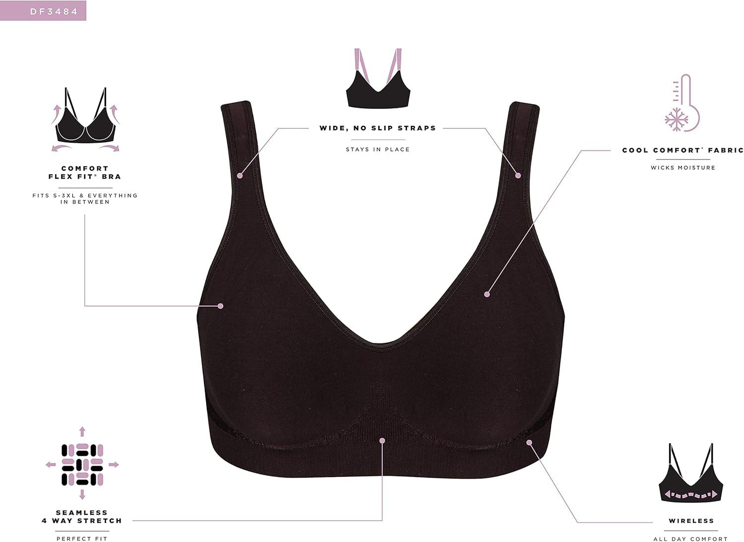 imageBali Womens Wireless Bra Comfort Revolution Seamless TShirt Bras for Women ComfortFlex FitEvening Blush Stripe