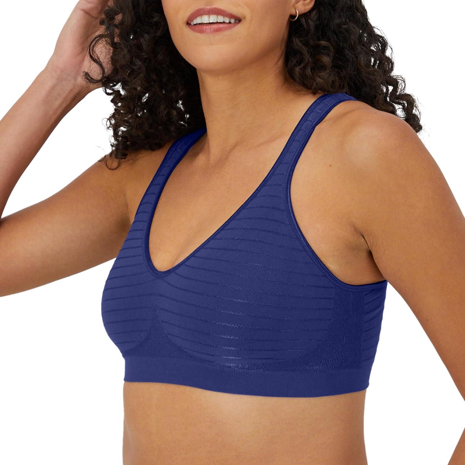 imageBali Womens Wireless Bra Comfort Revolution Seamless TShirt Bras for Women ComfortFlex FitIn the Navy Stripe