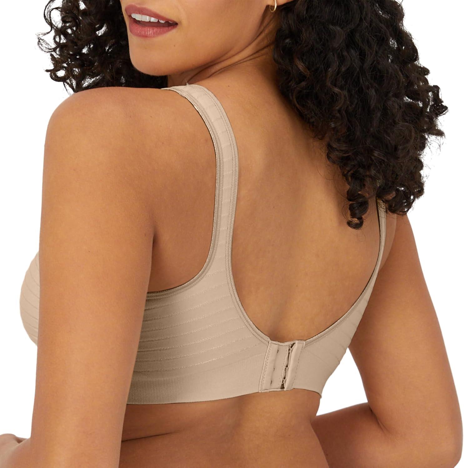 imageBali Womens Wireless Bra Comfort Revolution Seamless TShirt Bras for Women ComfortFlex FitSoft Taupe Stripe