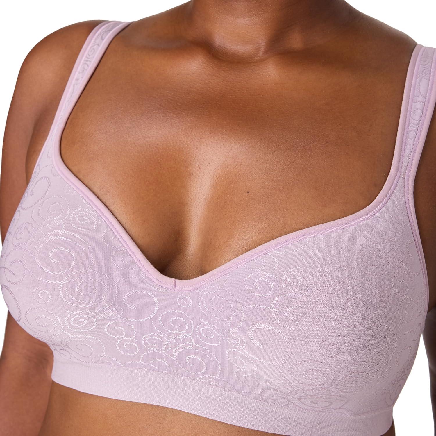 imageBali Womens Wireless Bra DF3463 Comfort Revolution FullCoverage Bras for Women MoistureWicking WirefreePurple Mauve Swirl