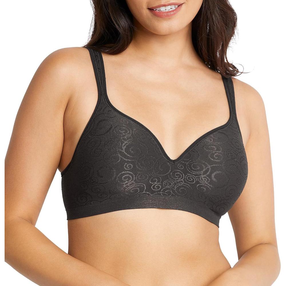 imageBali Womens Wireless Bra DF3463 Comfort Revolution FullCoverage Bras for Women MoistureWicking WirefreeBlack Swirl