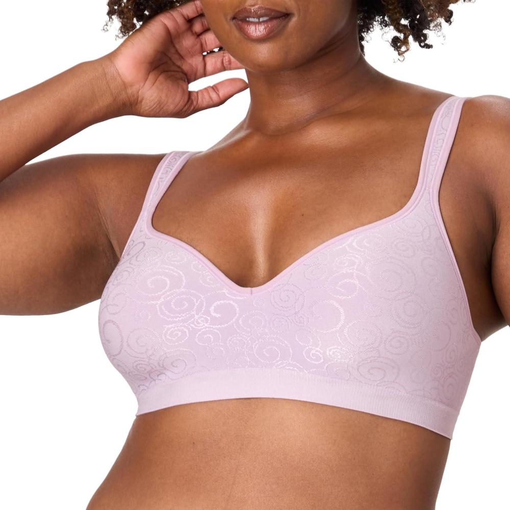 imageBali Womens Wireless Bra DF3463 Comfort Revolution FullCoverage Bras for Women MoistureWicking WirefreePurple Mauve Swirl