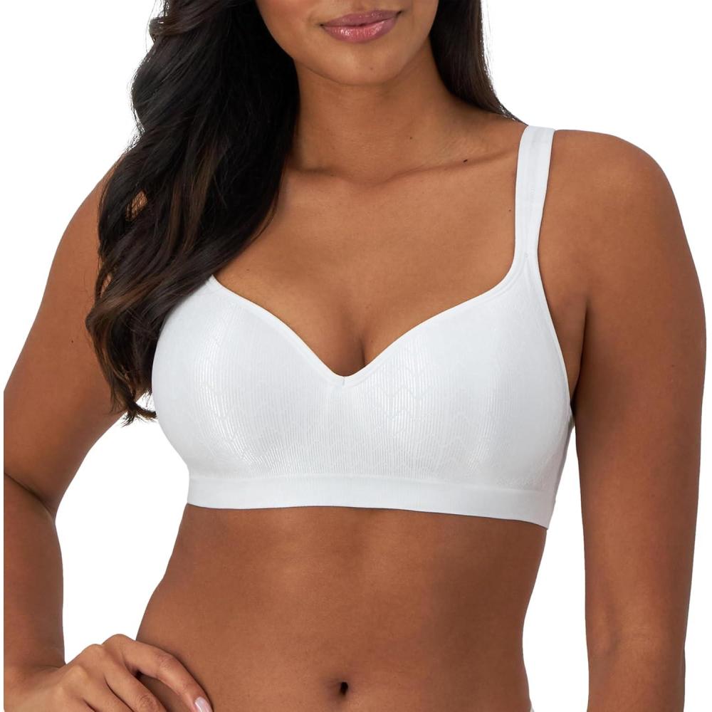 imageBali Womens Wireless Bra DF3463 Comfort Revolution FullCoverage Bras for Women MoistureWicking WirefreeWhite Zag