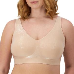 Bali Women’s Wireless Bra, Comfort Revolution Seamless T-Shirt Bras for Women, ComfortFlex Fit(Almond Aztec)