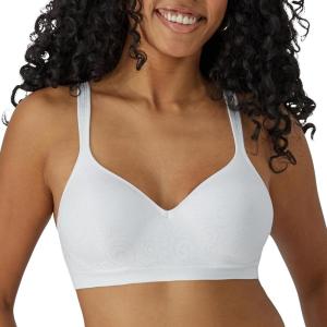 Bali Women’s Wireless Bra DF3463, Comfort Revolution Full-Coverage Bras for Women, Moisture-Wicking, Wirefree(White Swirl Pattern)