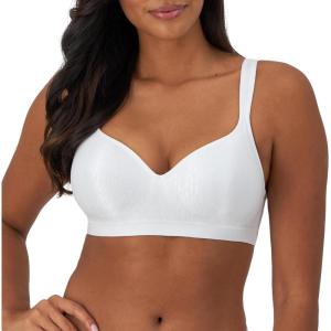 Bali Women’s Wireless Bra DF3463, Comfort Revolution Full-Coverage Bras for Women, Moisture-Wicking, Wirefree(White Zag)