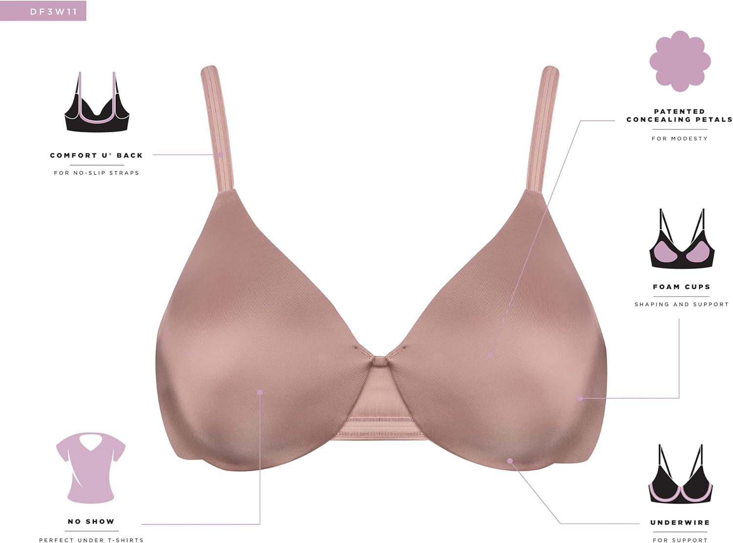imageBali Womens Underwire Bra DF3W11 One Smooth U BackSmoothing Bras for Women Concealing Full CoverageAutumn Orchid