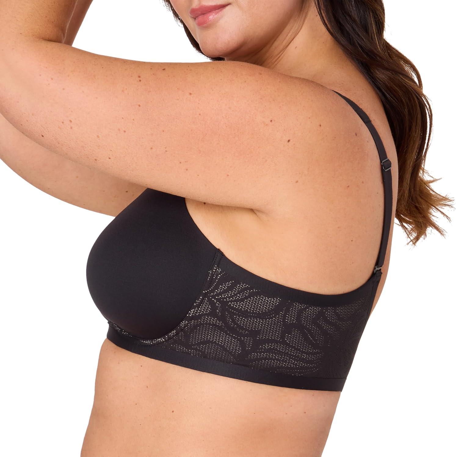 imageBali Womens Wireless Bra Coolest Smoothing Wireless Foam Bras for Women Moisture Wicking Full CoverageBlack With Almond Lining