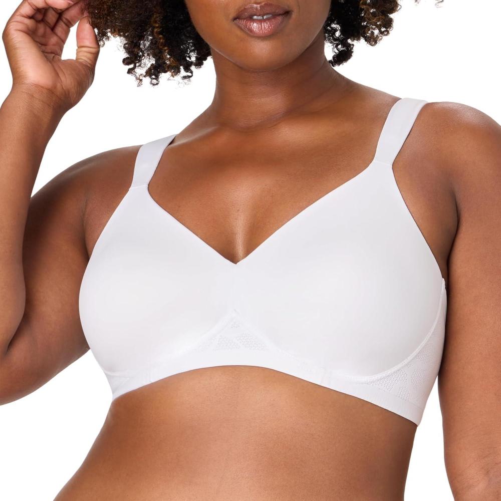 imageBali Womens Wireless Bra Coolest Smoothing Wireless Foam Bras for Women Moisture Wicking Full CoverageWhite