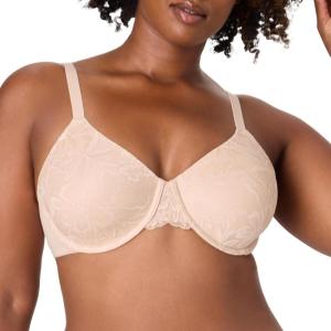 Bali Women’s Underwire Bra, Breathe T-Shirt Bras for Women, Full Coverage, Padded, Most Comfortable, Cotton Modal(Almond)