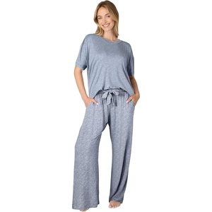 Bali Women’s Pajamas Set, Breathable T-shirt & Pants With Pockets, Loungewear for Women, Roomy Fit, 29″(Afterglow Silver Satin Print/Afterglow Silver Satin Print)