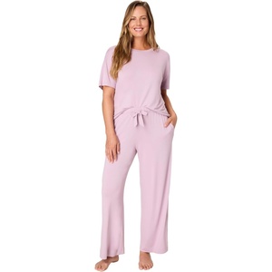 Bali Women’s Pajamas Set, Breathable T-shirt & Pants With Pockets, Loungewear for Women, Roomy Fit, 29″(Purple Mauve/Purple Mauve)