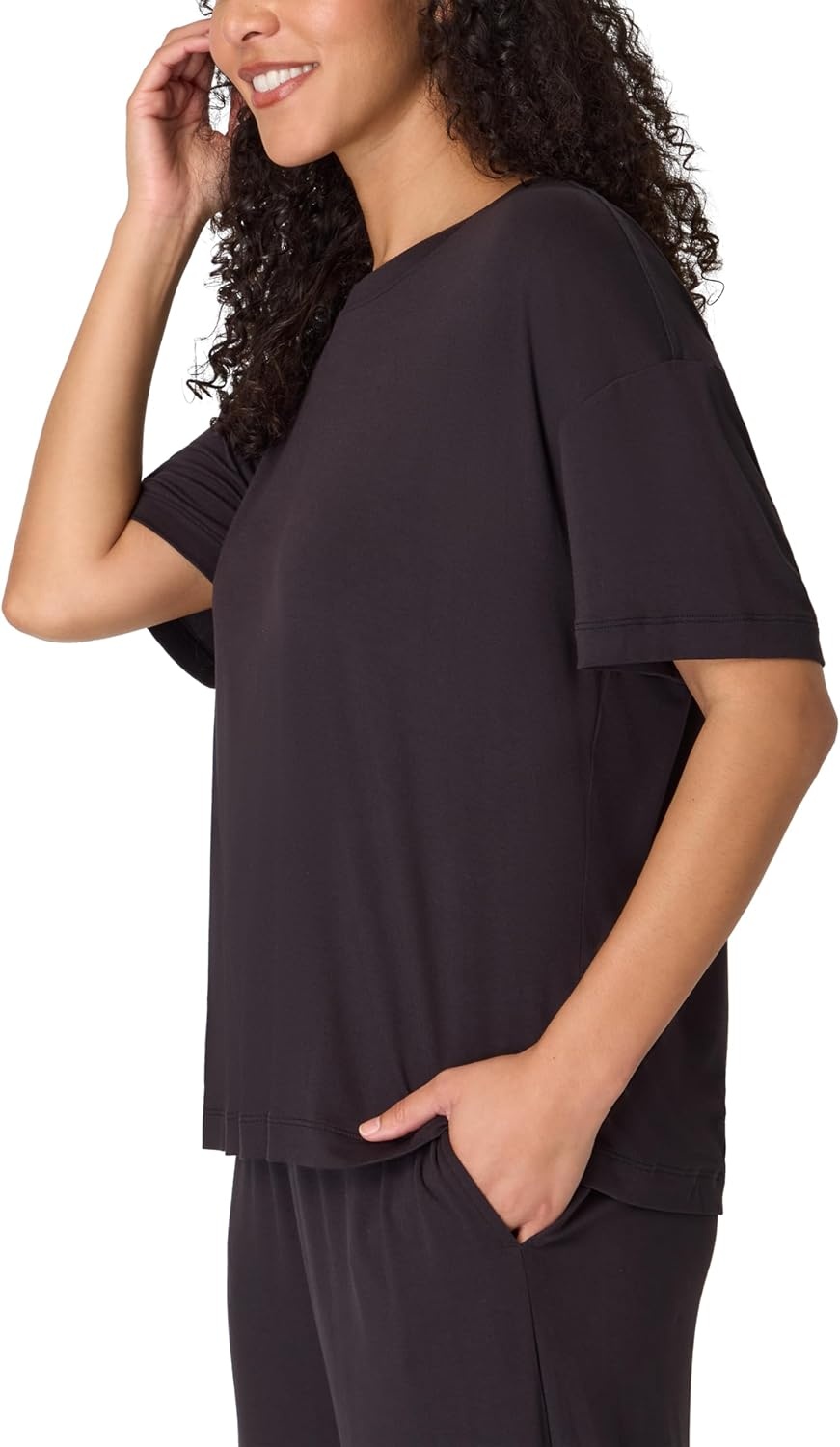 image:imageBali Womens Sleepwear TShirt Breathe ShortSleeve Pajama Tee Boxy Sleepwear Tee for WomenBlack