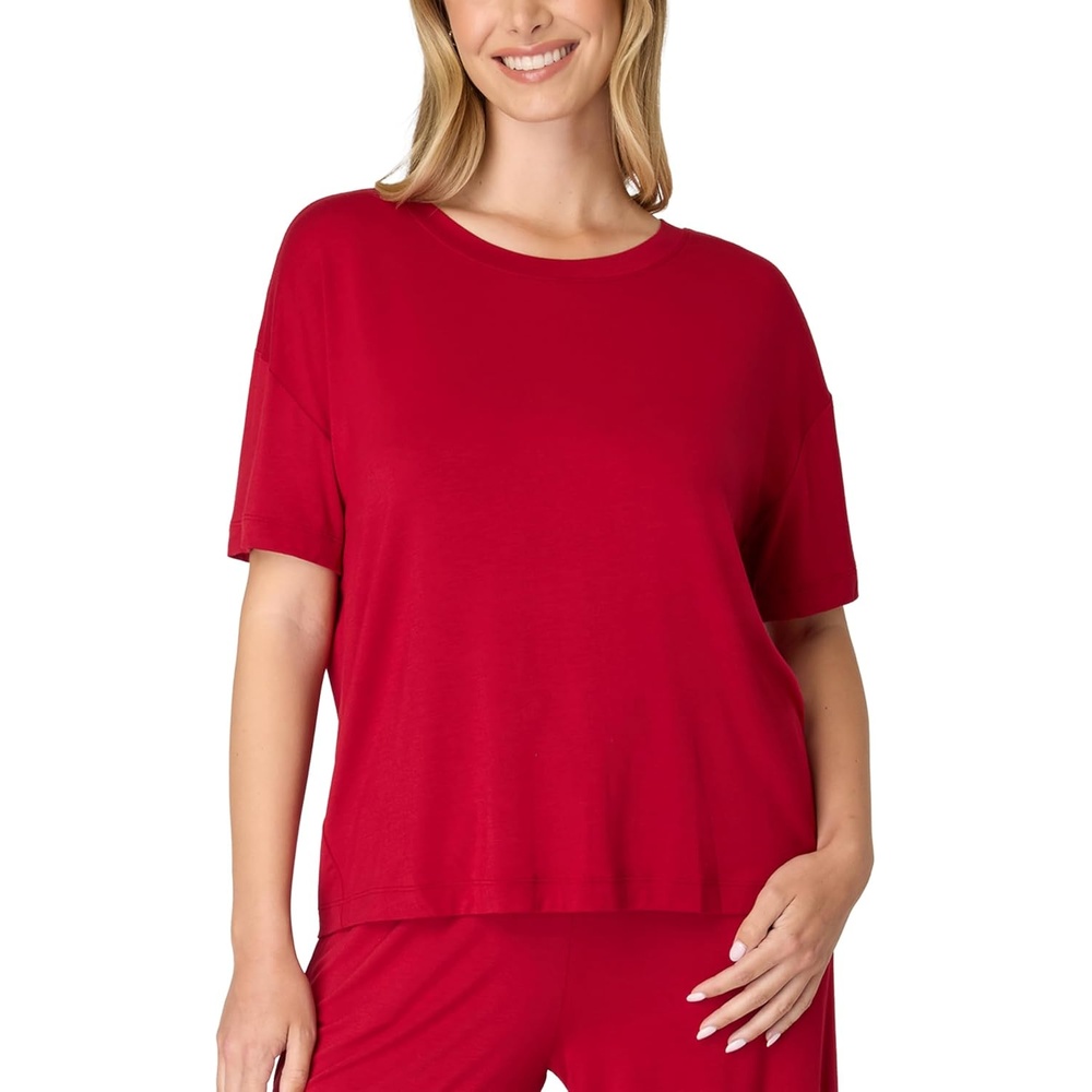 image:imageBali Womens Sleepwear TShirt Breathe ShortSleeve Pajama Tee Boxy Sleepwear Tee for WomenRosy Red