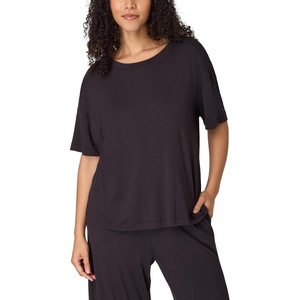 Bali Women’s Sleepwear T-Shirt, Breathe Short-Sleeve Pajama Tee, Boxy Sleepwear Tee for Women(Black)