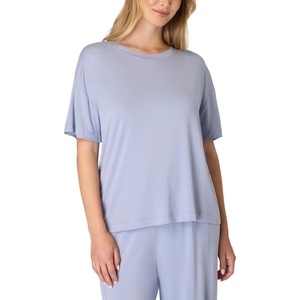 Bali Women’s Sleepwear T-Shirt, Breathe Short-Sleeve Pajama Tee, Boxy Sleepwear Tee for Women(Silver Satin)